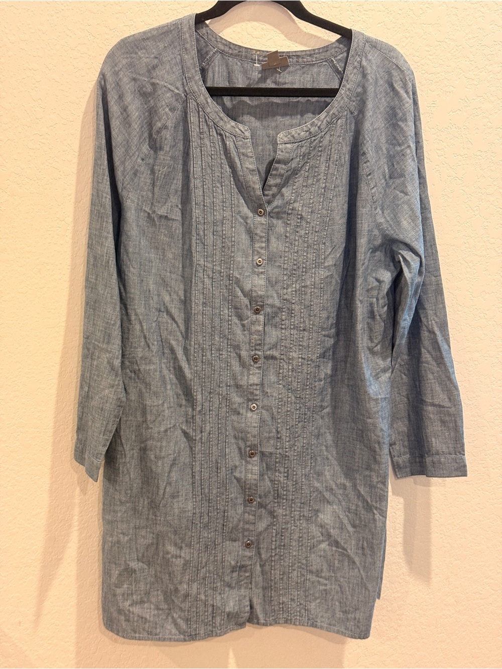 J.Jill Long-Sleeve Chambray Button-Up‎ Shirt - Light Blue
